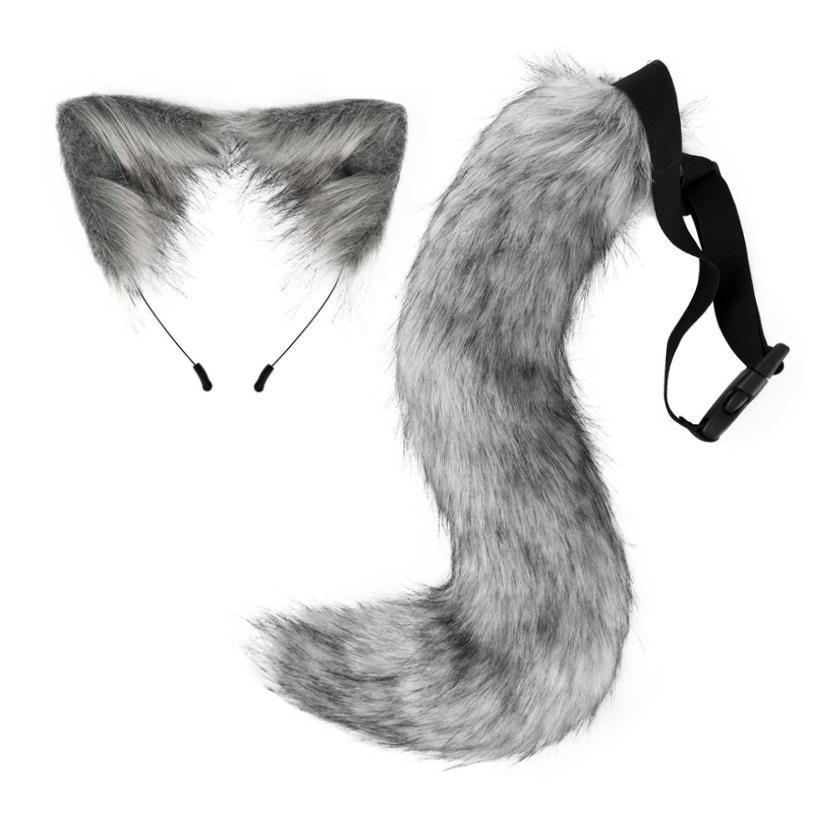 Halloween costume fox fur tail cat ear headband 狐狸尾巴耳朵