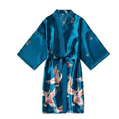 Fashion Satin Robe Female Bathrobe Sexy peignoir femme Silk