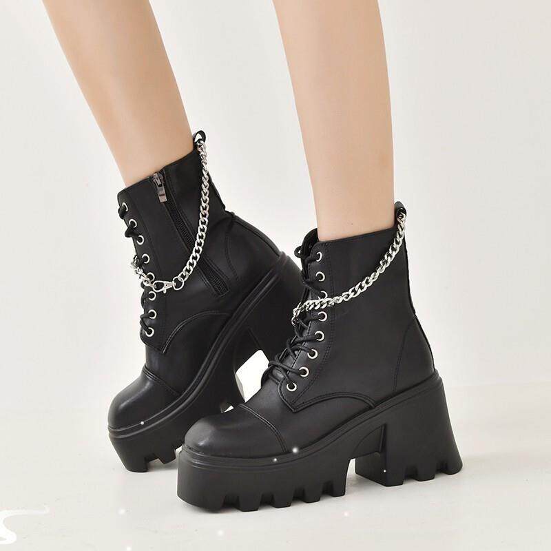 punk women martin boots leather boots big size 43朋克女短靴