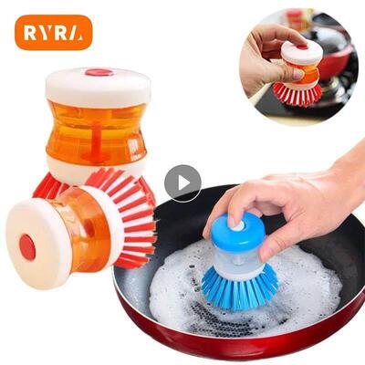 Kitchen Cleaning Brush Pot Dish Brush Soap Dispenser 2 In 1