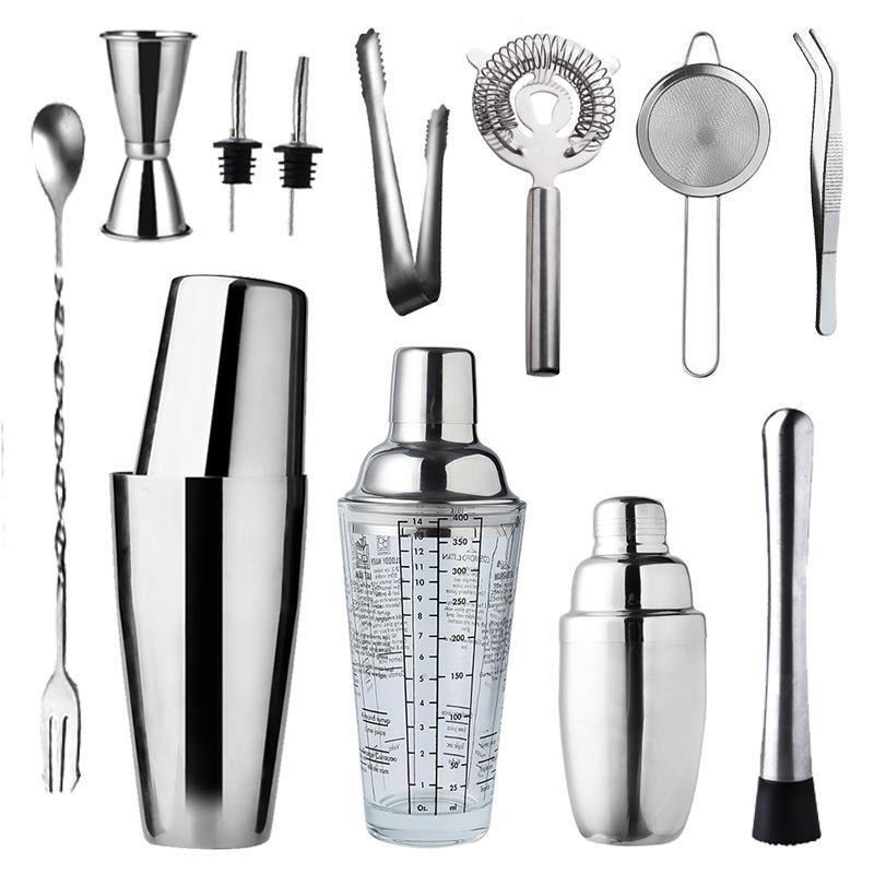 Bartender Kit 9 Piece Boston Cocktail Shaker Stainless Steel