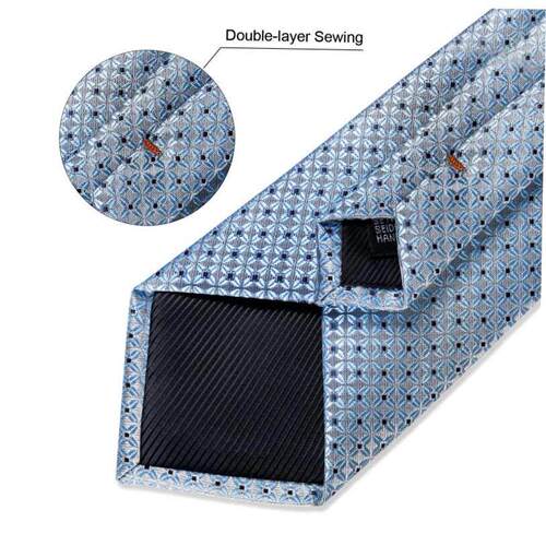 Luxury Blue Plaid Dot Silk Ties For Men Solid Wedding Access