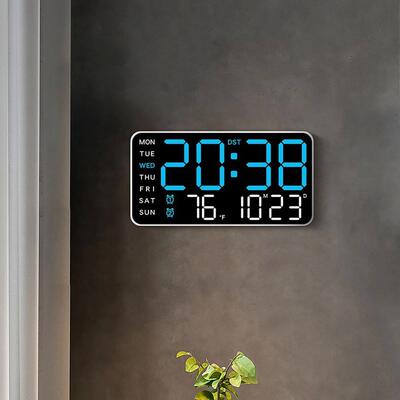 Large Digital Wall Clock Week Date Temperature Display Voice