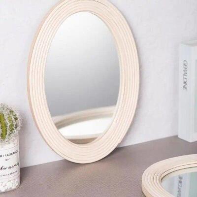 KX4B Oval Hanging Wall Mirror Decorative Rattan Innovative