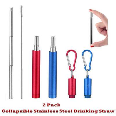 Reusable Metal Straws Collapsible Stainless Steel Drinking