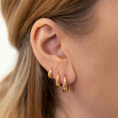 Metal hoop earrings高级感小众欧美金属金色耳圈高级感朋克耳环