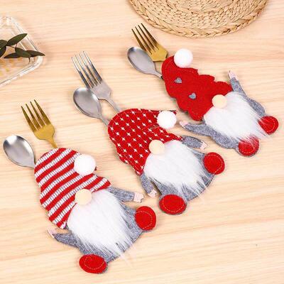 Christmas Dwarf Knife and Fork Faceless elderly Cutlery set