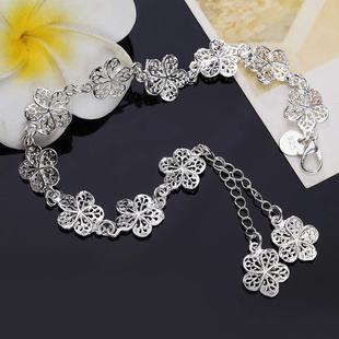 Hot sale silver color bracelet beautiful flowers for women c