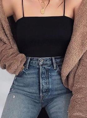 Tank Top Bra Summer White Tops Women Slim Camisole Bandeau