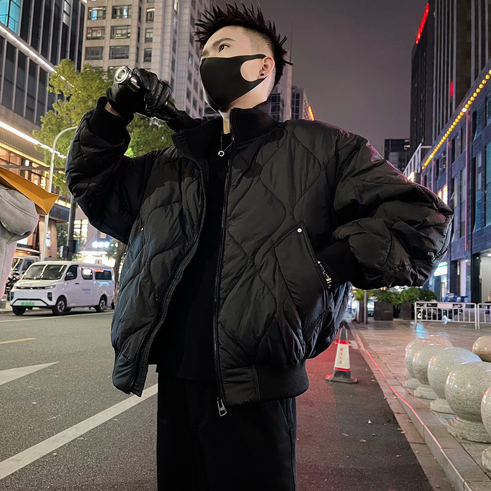 A56/P148控198男士立领痞帅秋冬保暖棉服外套潮牌衍缝休闲上衣咖1,男装棉衣,电商A366