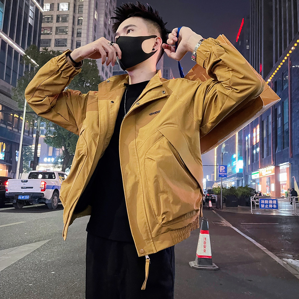 J89/P98控145春款男士薄款工装大口袋夹克外套潮牌高级感痞帅黄2,男装夹克,电商A366