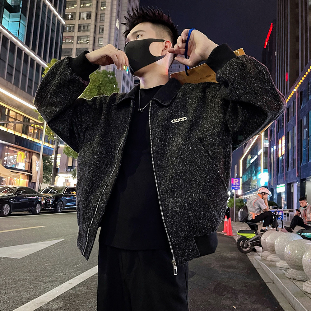 J81/P138控178秋款潮牌可拆卸牛仔翻领金属字母装饰夹克外套男1,男装夹克,电商A366