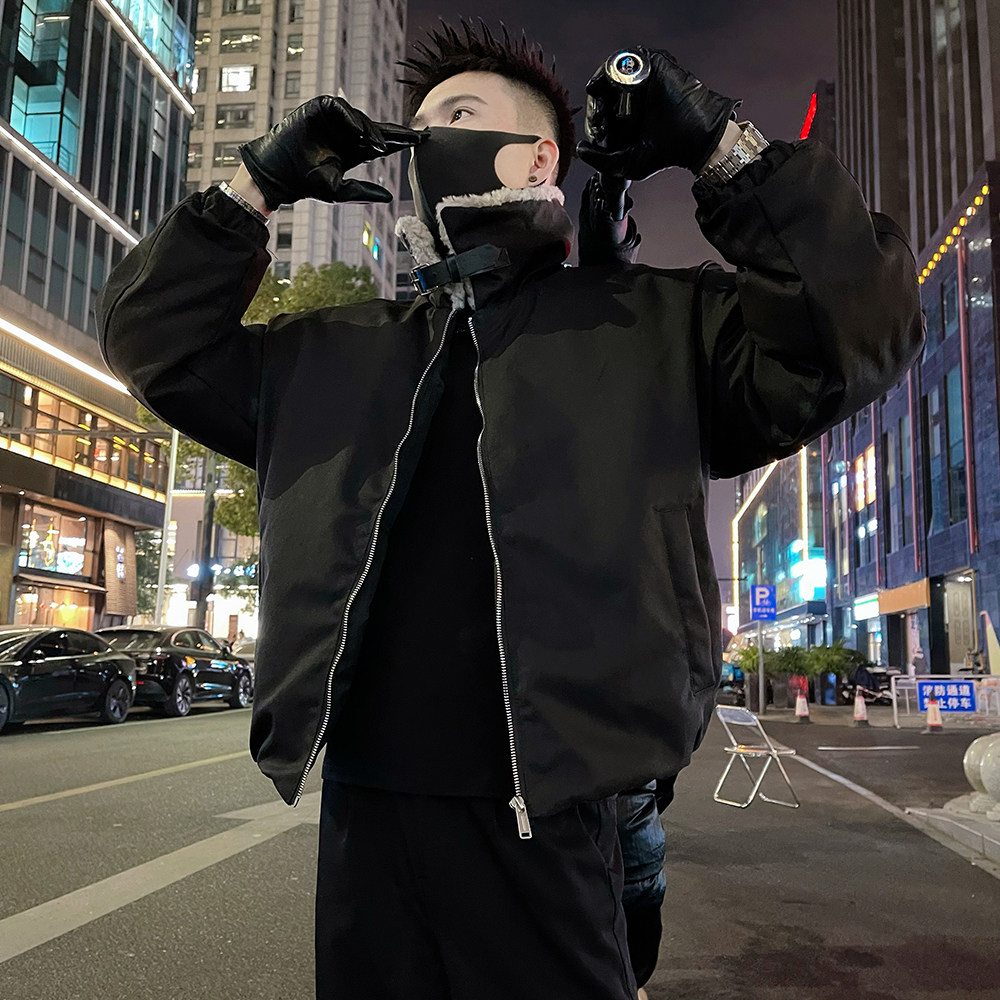 A67/P148控198潮牌秋冬款男士毛领棉服外套休闲痞帅上衣绿3,男装棉衣,电商A366