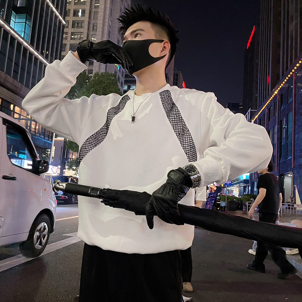 W138 P68控98 秋季卫衣外套男简约解构设计感拼料撞色全棉上衣，女装短外套，电商A366