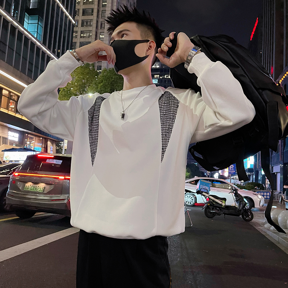 W135P68控98秋款卫衣外套男简约解构设计感拼料撞色全棉上衣，女装短外套，电商A366