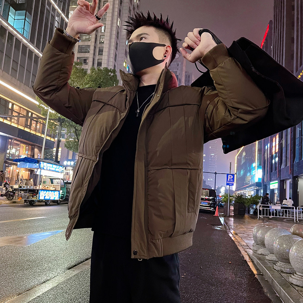 A53/P138控178男士秋立领防风冬棉外套高级感肌理痞帅男上衣咖3,女装短外套,电商A366