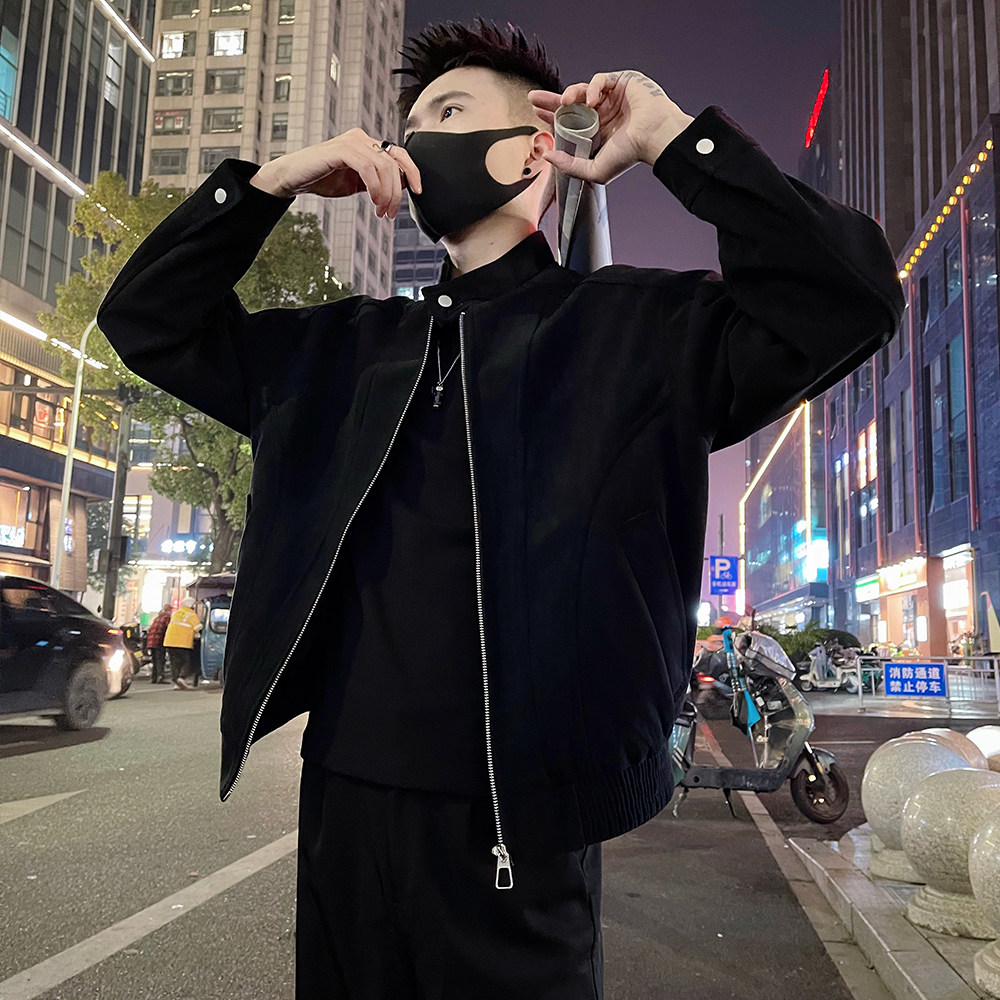 J95/P128控178春款立领潮牌痞帅修身夹克外套休闲男上衣咖2,男装夹克,电商A366