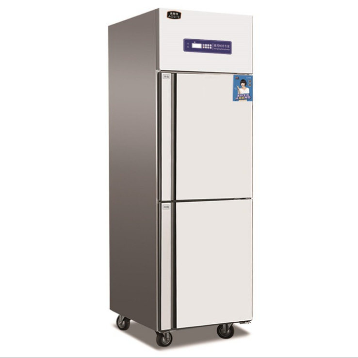 美厨上下二门冰箱大容量立式不锈钢冷柜冷藏冷冻双温冷柜商用冰箱