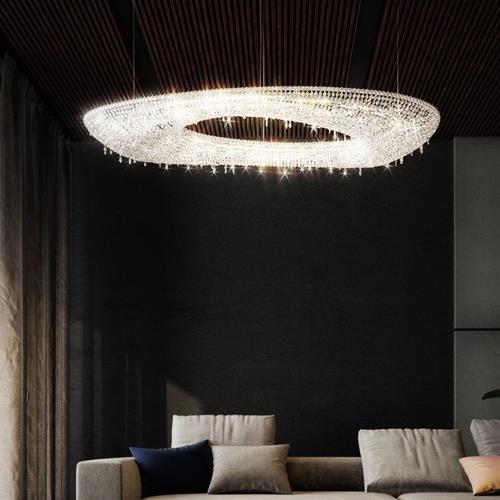 意式J别墅客厅施华洛世奇水晶钻石大吊灯酒店餐厅K工程定制灯具