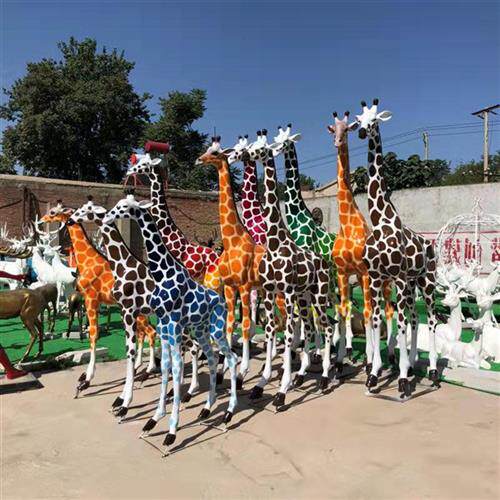 长颈鹿雕塑动物园雕塑长颈鹿玻璃钢雕塑动物游乐场园林景观