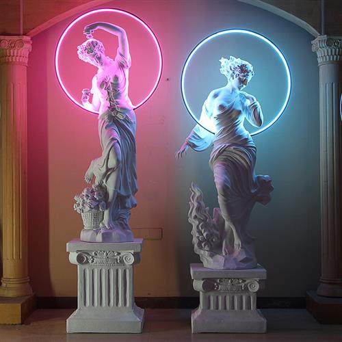 酒吧发光四季天使装饰摆件大型玻璃钢雕塑招财网红打卡景观石膏像,家居饰品,装饰摆件,淘宝优惠券,粉丝福利购,淘宝优惠卷