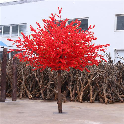 仿真腊梅花树新年舞台装饰布景许愿树落地花艺红梅假树红梅盆景图片