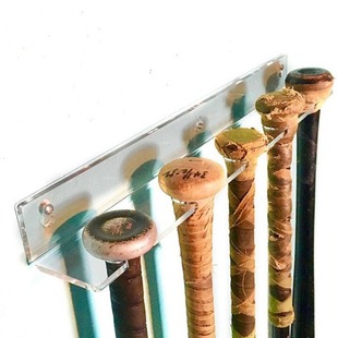 透明亚克力棒球棒展示架5个球棒支架垂直壁挂棒球棍支架球棒收纳