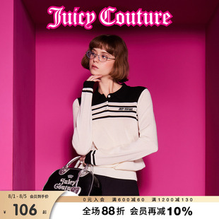 Juicy 女 Couture橘滋2025春夏新款 学院风刺绣撞色polo领针织衫
