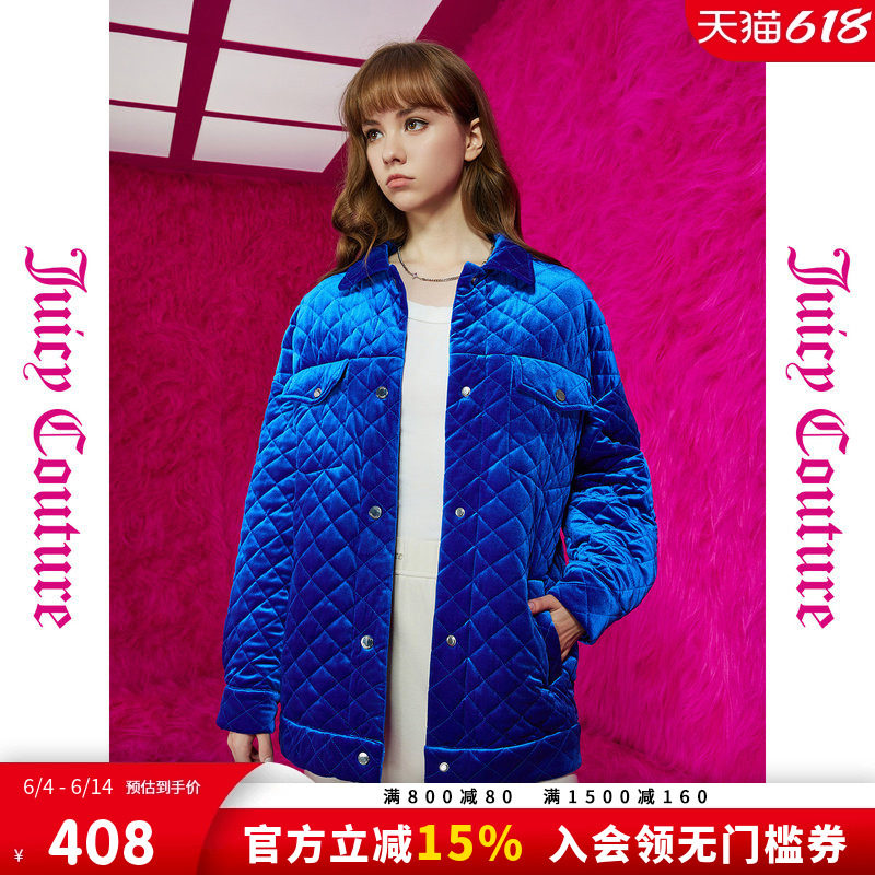 Juicy Couture橘滋【繁华夜空】logo扣绗棉丝绒女式外套