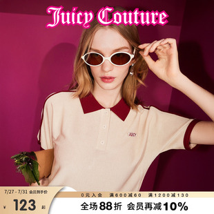 T恤女 Juicy Couture橘滋2025春夏新款 复古学院风POLO领短袖 针织衫