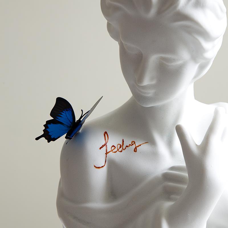 治愈系蝴蝶女孩半身雕塑摆件客厅电视柜玄关艺术家居美容院装饰品
