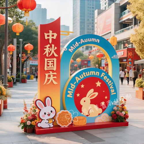 中秋节主题美陈打卡装置商业街