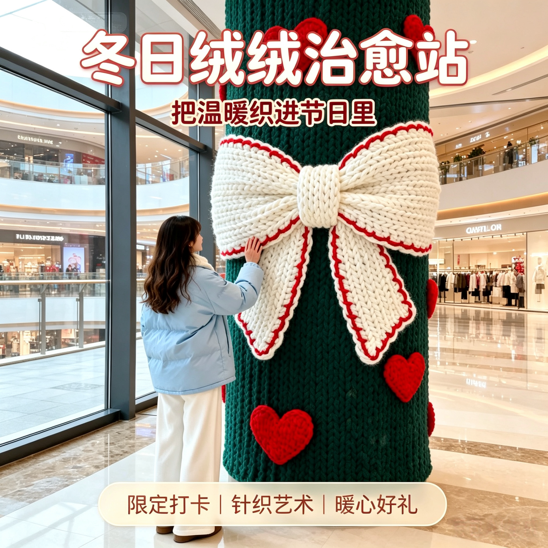圣诞节冬日蝴蝶结柱子装饰毛衣