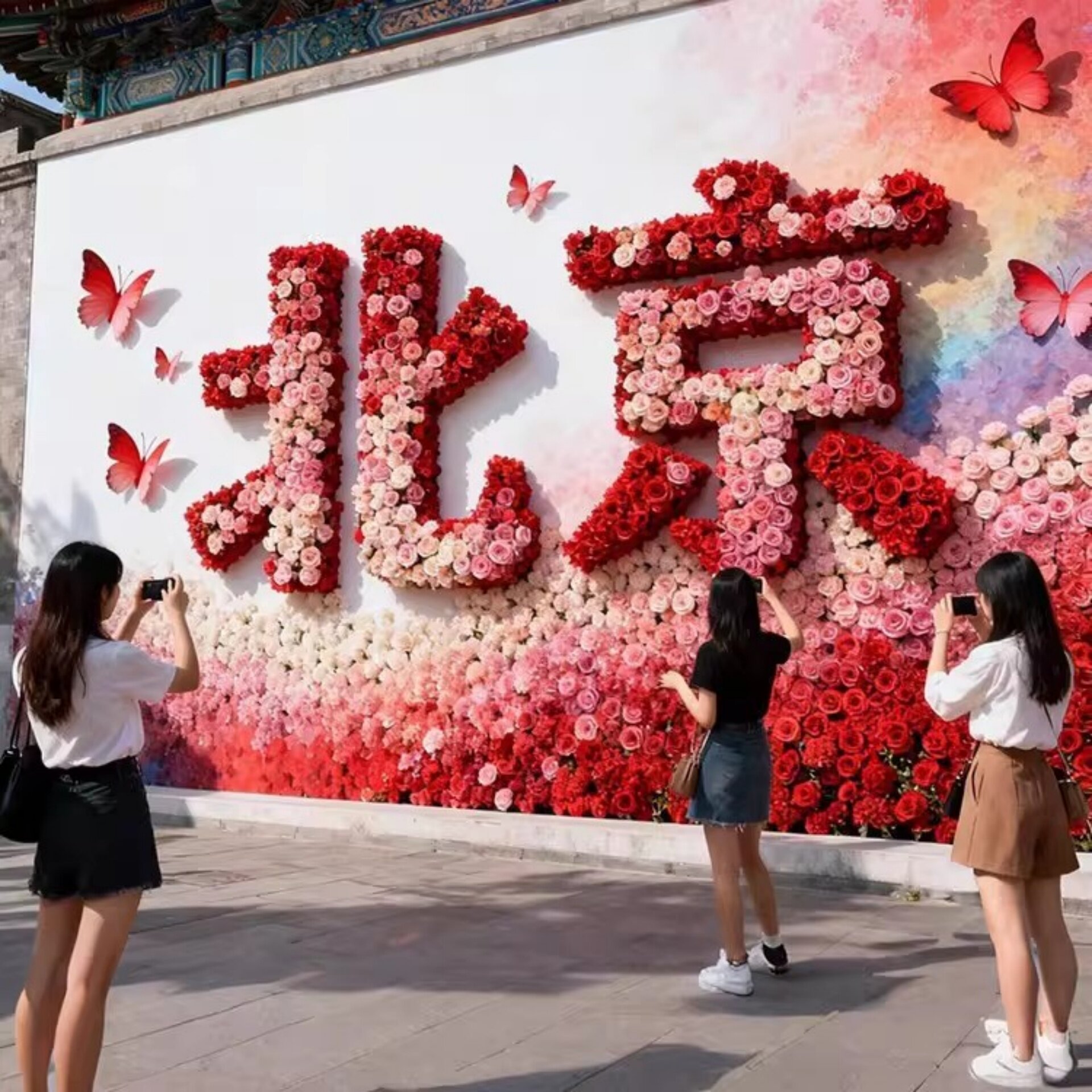 城市地标名称仿真花装饰立体字