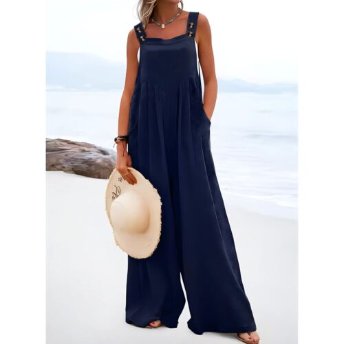 无袖多色阔腿背带裤女Sleeveless multi-color wide leg overalls