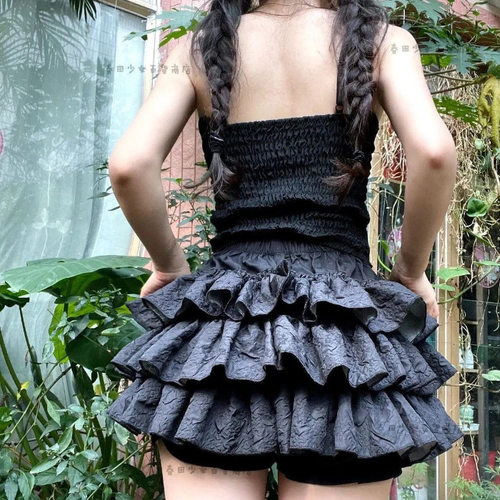 Solid multi-layered crepe cake half skirt 多层压皱蛋糕半身裙