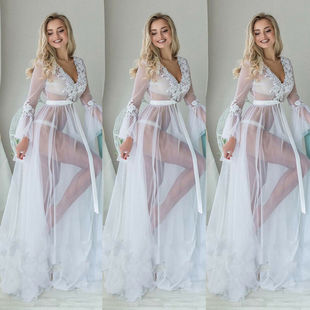 collar large Casual dress长袖 sleeve hem V领大摆连衣裙 long