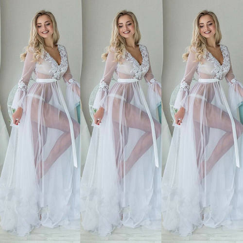 休闲长袖V领大摆连衣裙