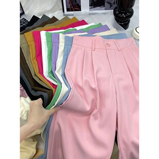 High leg waisted wide pants loose 多巴胺高腰宽松直筒女阔腿裤