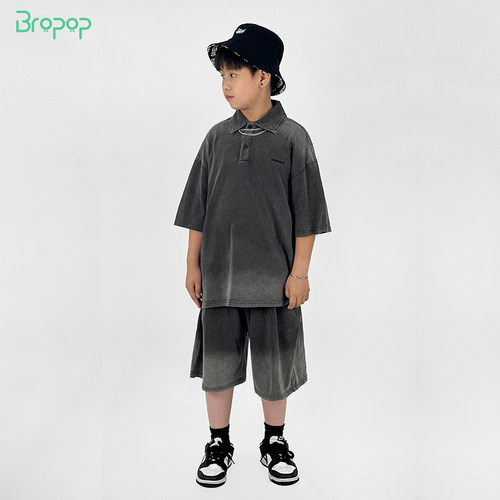 Bropop儿童男童夏装套装2024新款宝宝两件套夏男孩运动套装帅气