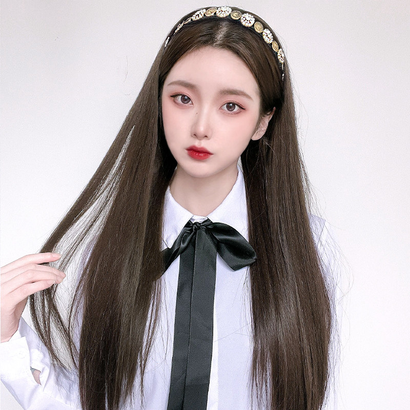 帽子假发一体女时尚网红春夏天钟塔懒人发箍假发女长发自然全头套