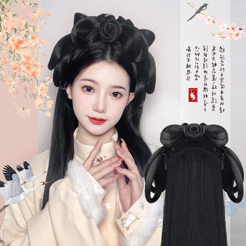 汉服古装头饰假发包一体式懒人发箍古风造型拍照全头套发髻发饰女