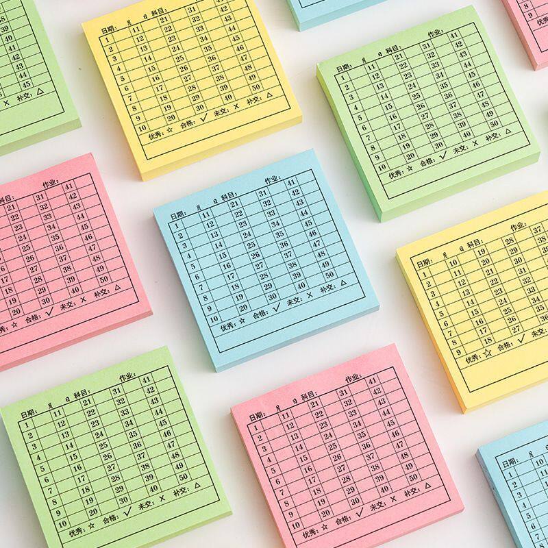 零时差学号便利贴交查作业完成情况登记统计表小学初中生专用标签