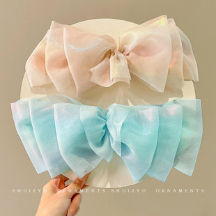 儿童蝴蝶结人鱼公主弹簧夹发夹女童宝宝可爱后脑勺高颅顶发卡头饰