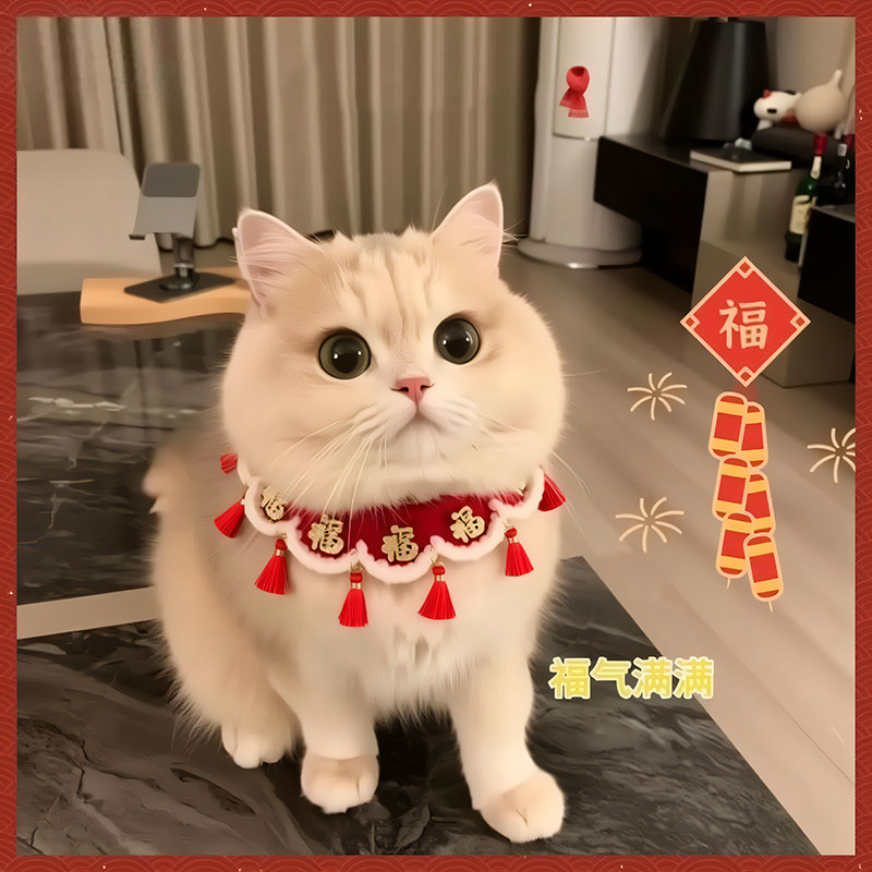 宠物编织小猫项圈毛线项圈新年拍照宠物项圈猫咪项圈猫咪项链围巾