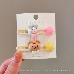 可爱星星发夹儿童夹子头饰一字鸭嘴夹前额侧边刘海边夹小女孩发卡