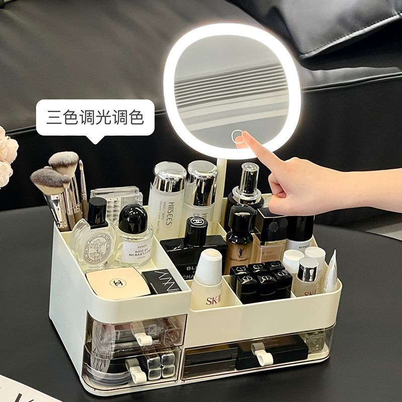 高级饰品盒ins化妆品桌面收纳整理盒学生宿舍抽屉式多功能文具盒