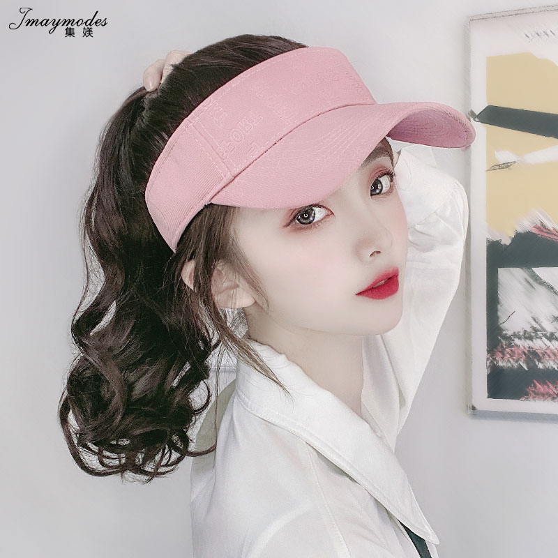 假发帽子女夏季新款马尾一体套运动太阳时尚鸭舌网红韩版潮遮阳帽