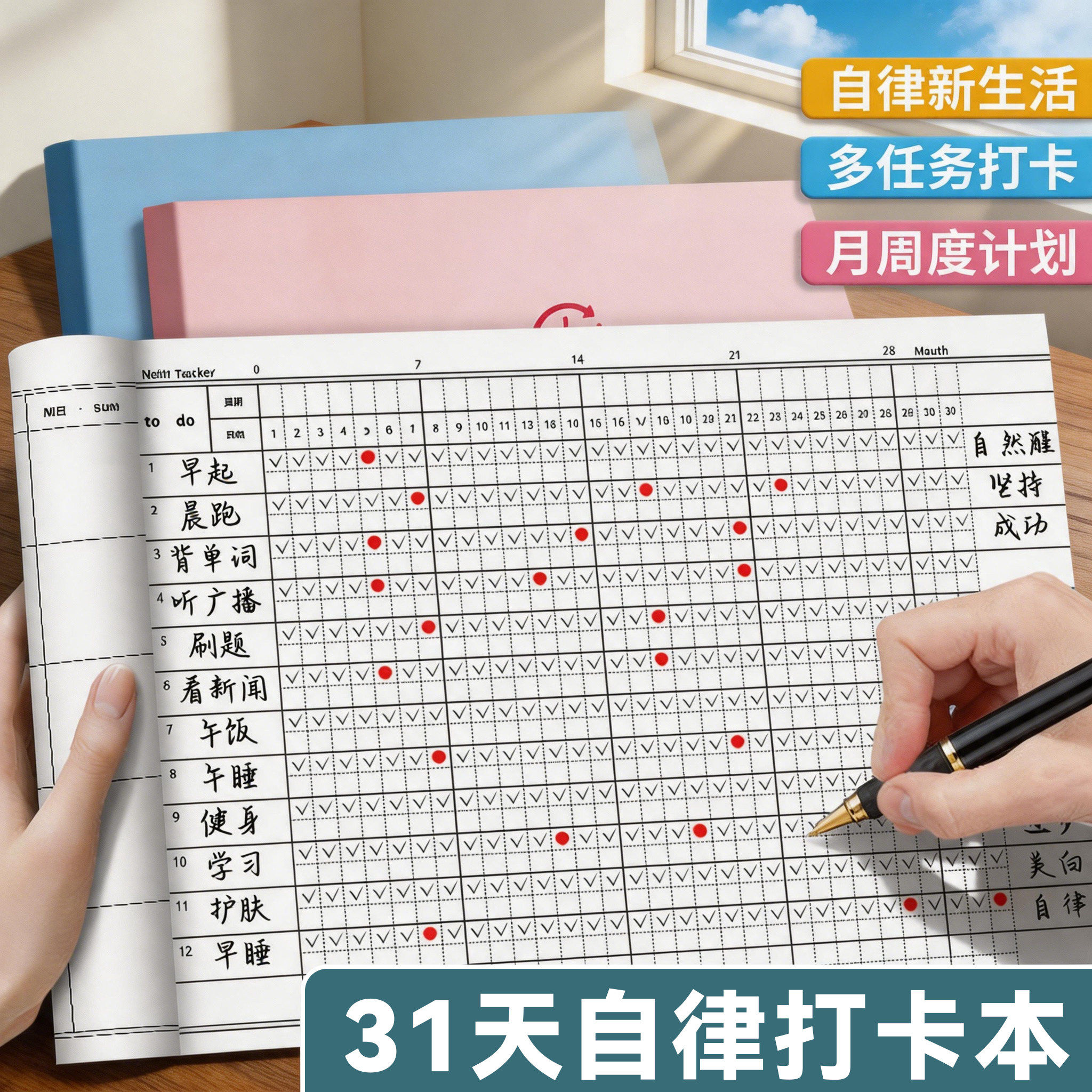2026年新款自律打卡本学习计划表好习惯养成任务时间管理月周规划