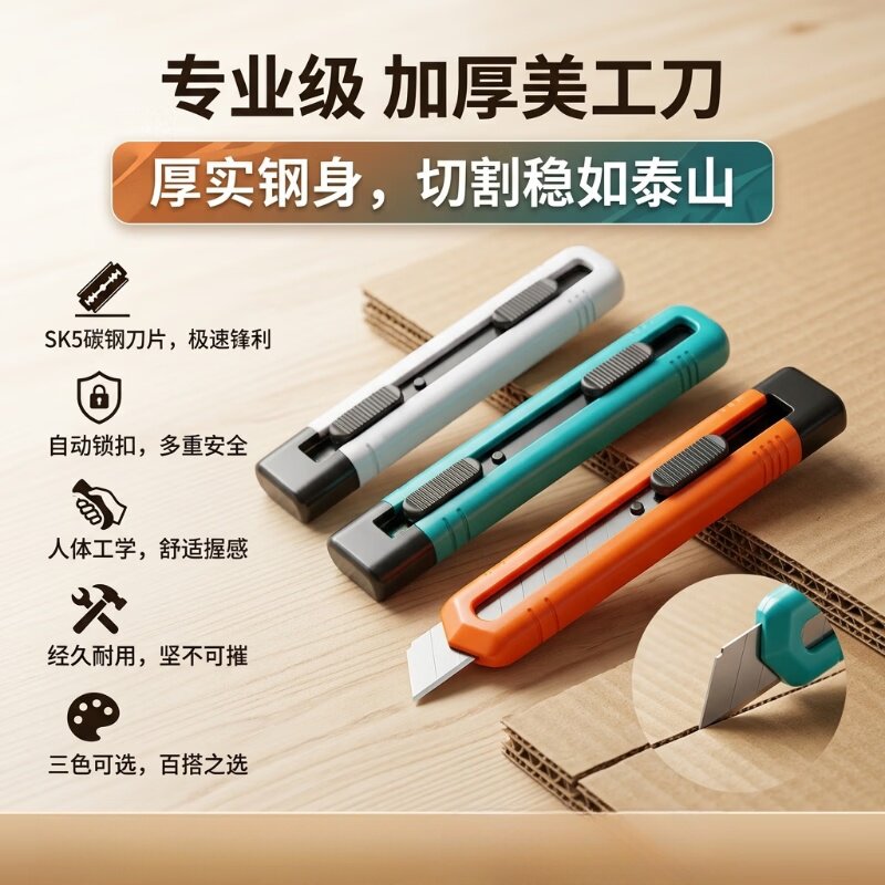 手工DIY黑刃加厚美工刀壁纸刀手工刀片大号刀架快递刀裁纸刀美工